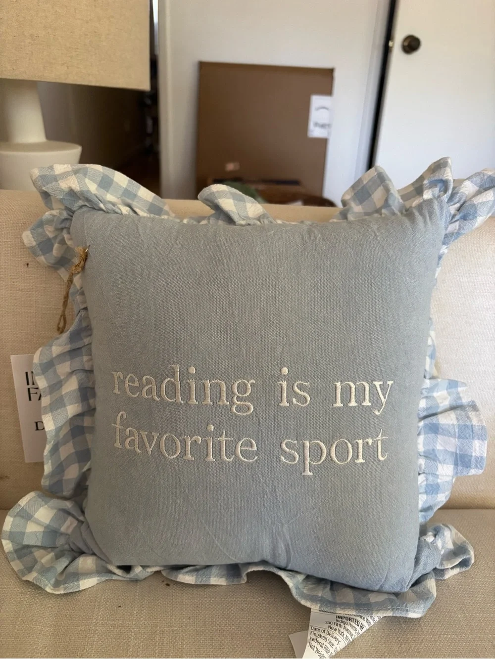 Reading Is My Favorite Sport Blue Decorative Throw Pillow